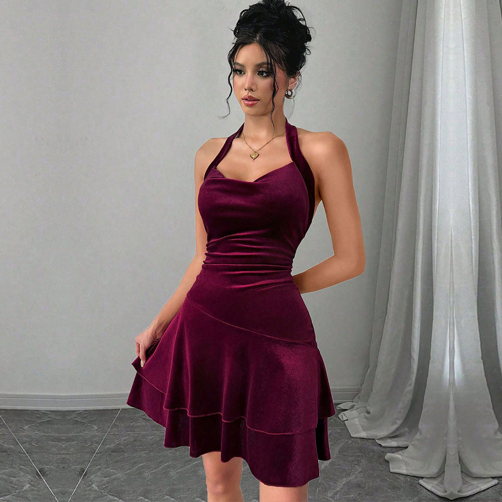 Women's Women's Halter Dress Backless Socialite Design Short
