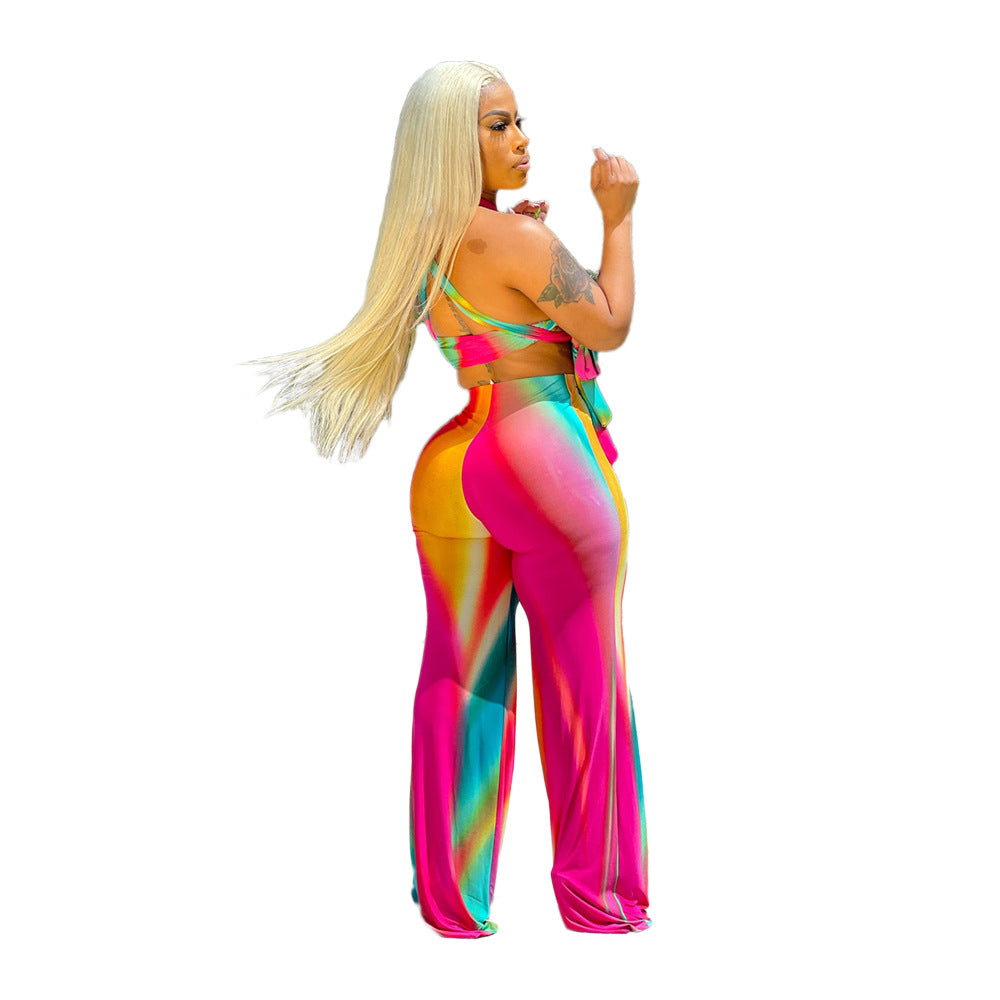 Plus Size Clothes Loose Gradient Printing Suit