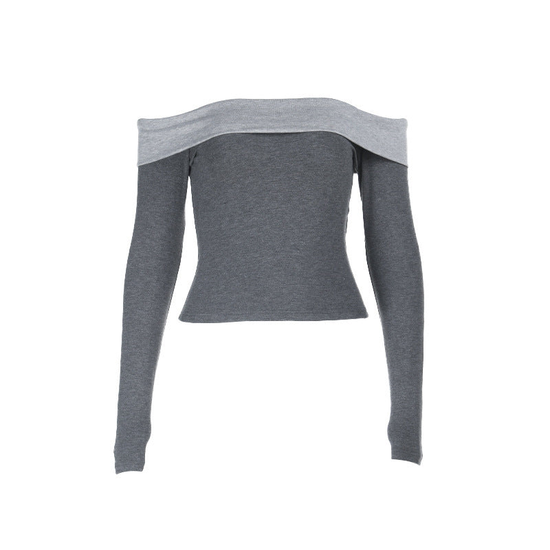 French Off-Shoulder Long Sleeve Top