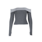 French Off-Shoulder Long Sleeve Top
