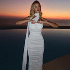 Strapless Ruched Split Bodycon Maxi Dress