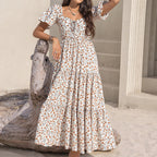 Women's Bohemian Floral V-Neck Swing Dress