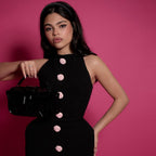 Arrival Slim Black Dress Sleeveless Resin Buckle Bandage
