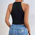 Women’s Knitted Cheongsam-Style Button Vest Top