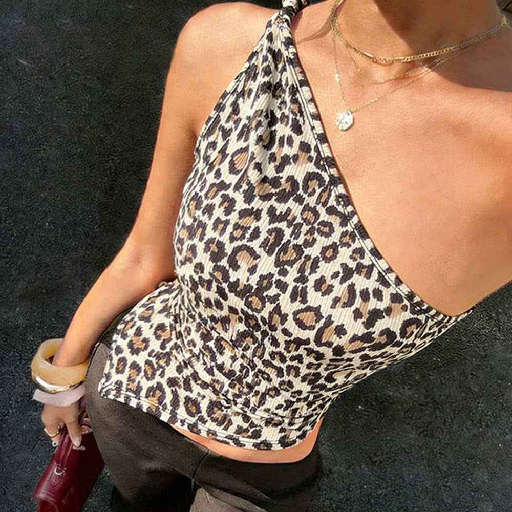 Leopard Print Single Shoulder Sloping Shoulder Sling Women