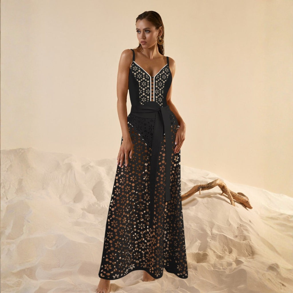 Black Laser One-piece Swimwear