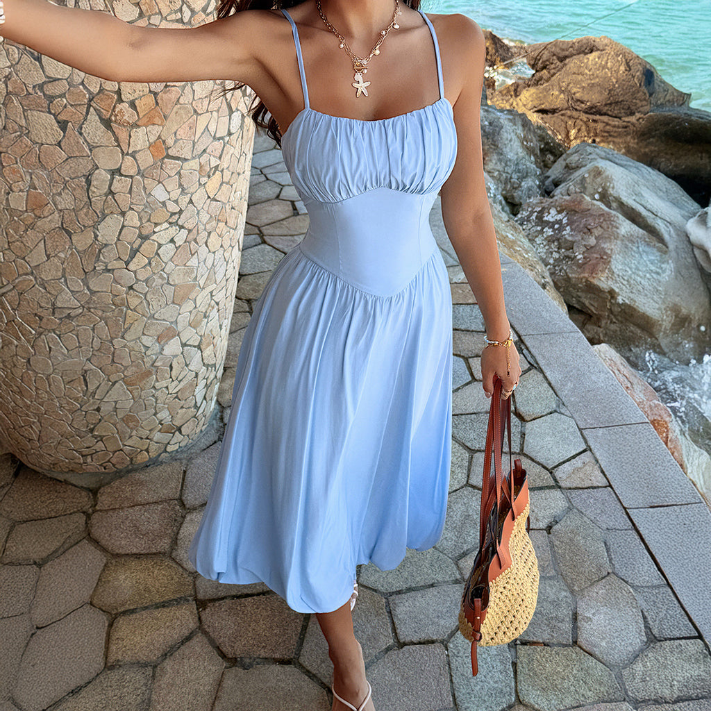 Women's Spaghetti-Strap Backless Vacation Dress