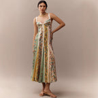 Women's Spring Summer Suspender Positioning Linen Printing Dress Loose Vacation Dress