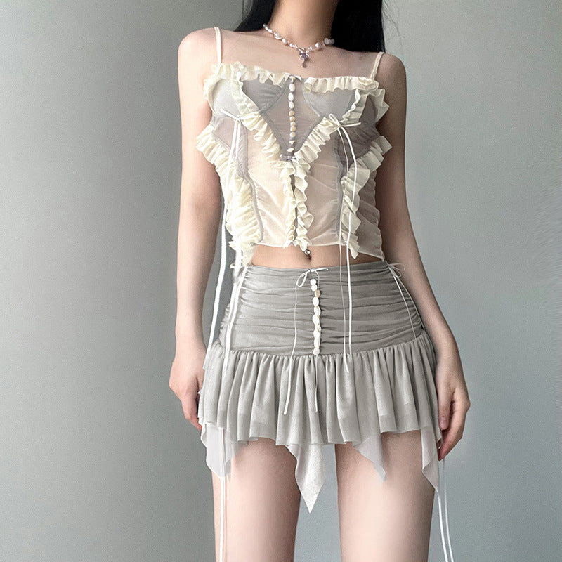 Women's Lace High-Waist Mini Skirt