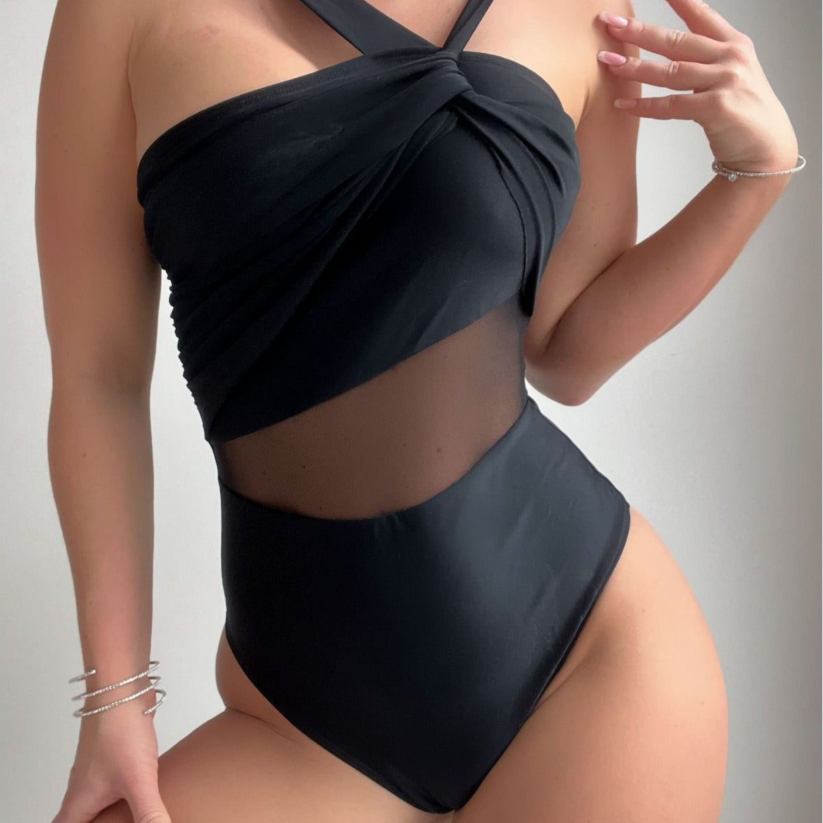Solid Color One-piece Swimwear