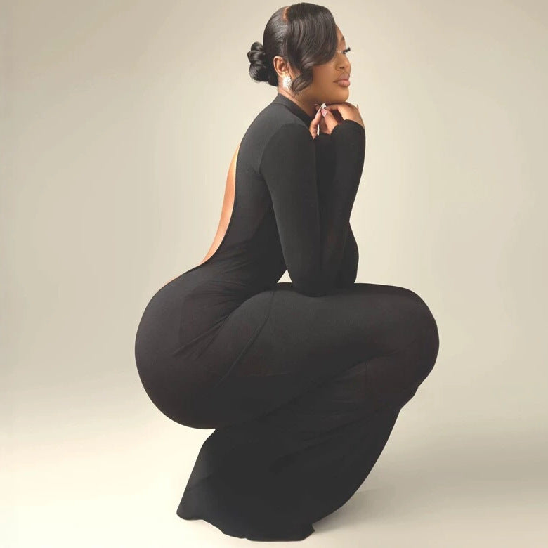 Women's High-Neck Backless Cocktail Dress