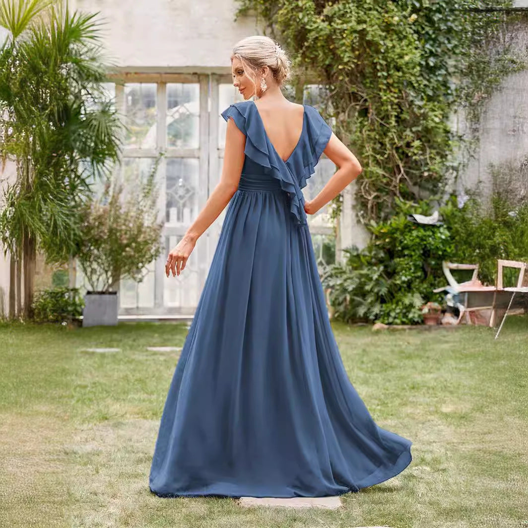 Women's Chiffon V-Neck Evening Dress