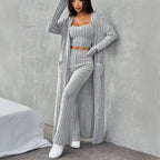 Spring Summer Women Clothing Idle Casual Home Knitted Three Piece Set