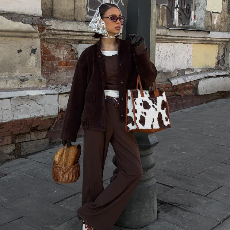 Stand up Collar Long Sleeved Jacket Office All Match Single