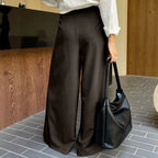 Loose A line High Waist Casual Simple Small Wide Pants Office High End Old Money Drape French Work Pant
