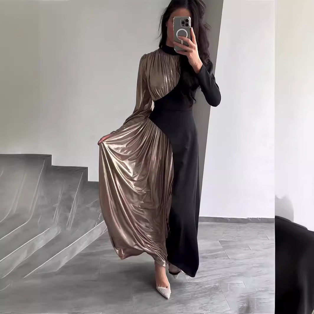 Asymmetric Slim Fit Belted Maxi Dress