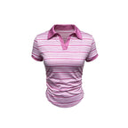 Women's Striped Pleated Polo T-Shirt