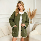 Women's Contrast-Trim Button Coat
