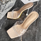 Women's 's Rhinestone Peep-Toe High-Heel Slippers