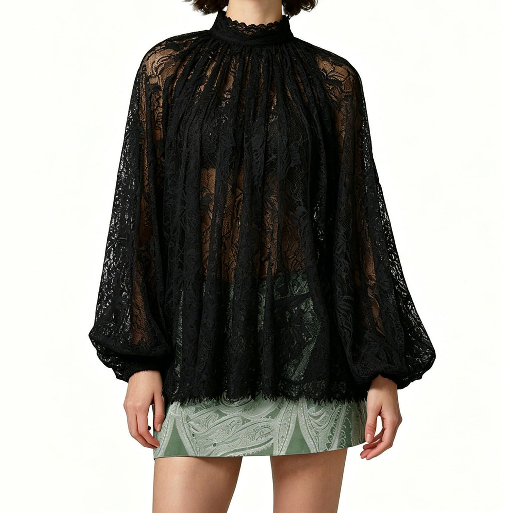 Women's Women’s Lace Lantern Sleeve Blouse