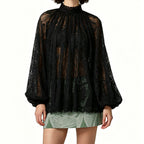 Women's Women’s Lace Lantern Sleeve Blouse