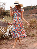 Women's Floral High-Waist Vacation Dress
