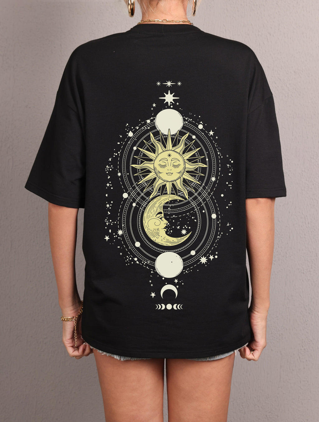 Women's Spring Autumn Women Clothing Casual Sun Moon Pattern Printed Top