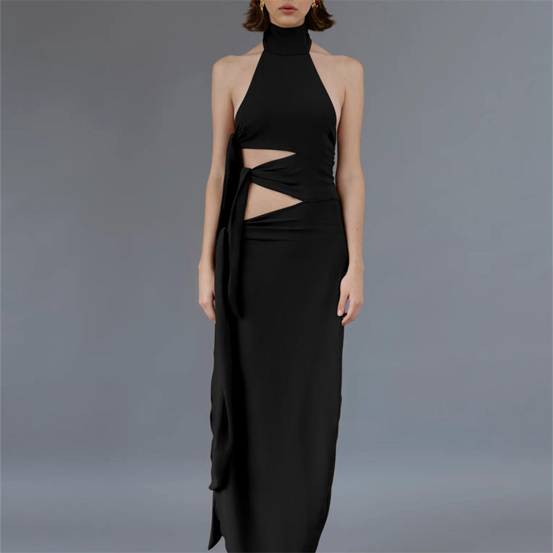 Women's Backless Halter Cutout Split Maxi Dress