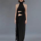 Women's Backless Halter Cutout Split Maxi Dress