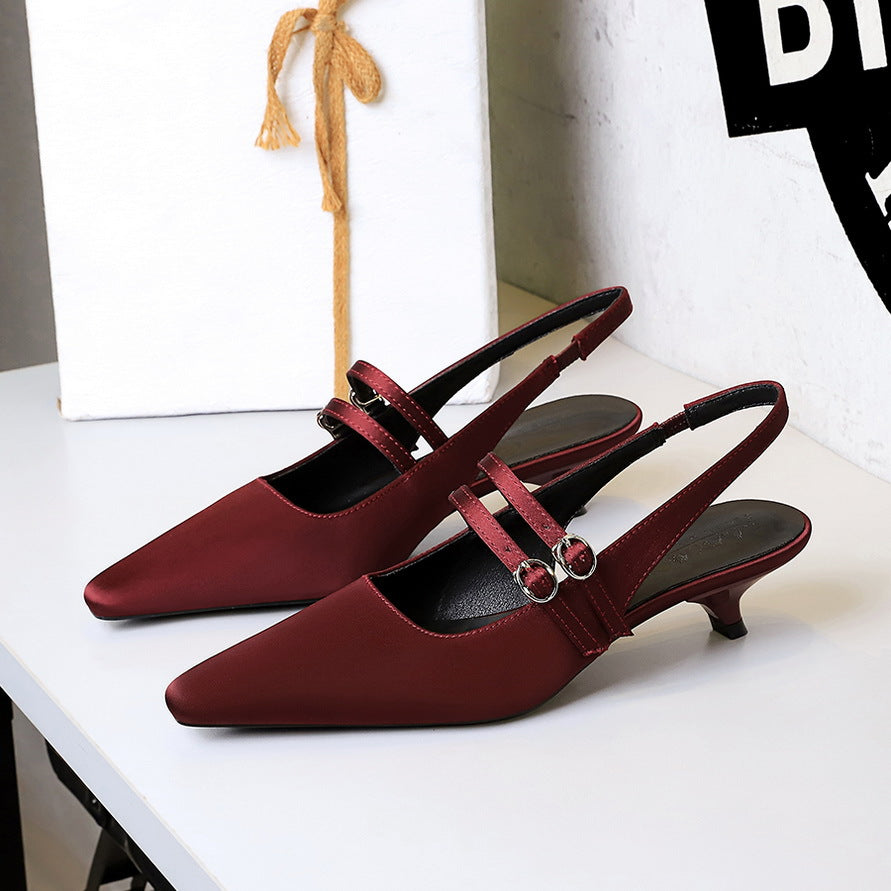 Women's Pointed-Toe Low-Heel Slingback Pumps