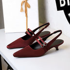 Women's Pointed-Toe Low-Heel Slingback Pumps