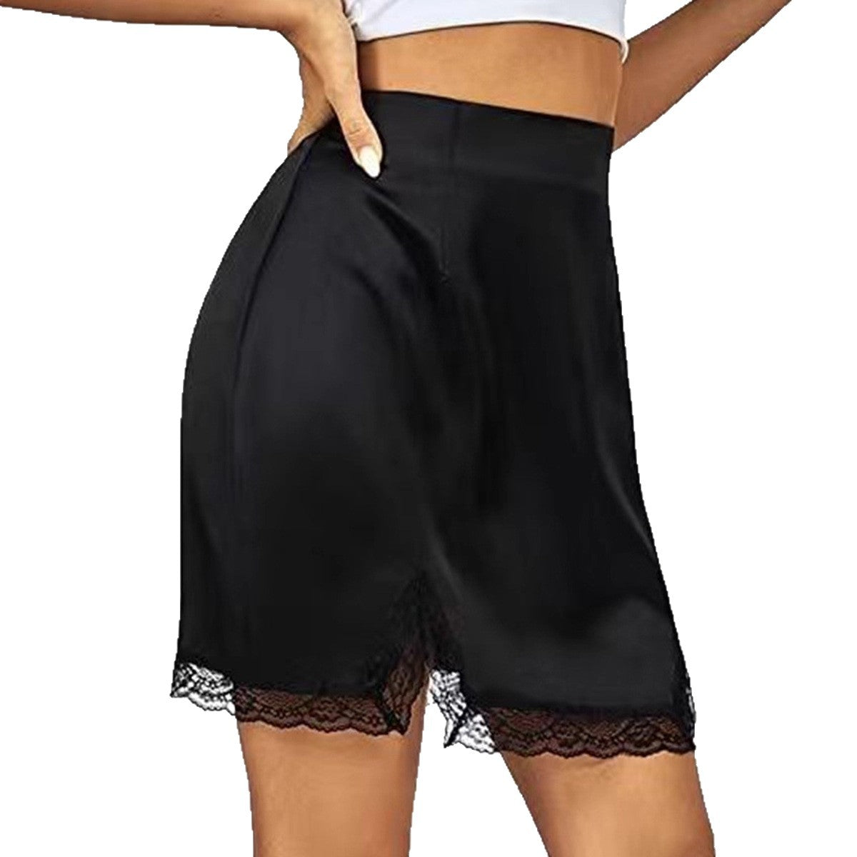 Women's Satin Lace Edge Skirt