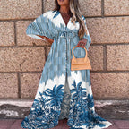 Women's Clothing Spring Summer Casual Vacation V Neck Printed Dress