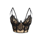 's Sex Eyelash Lace Boning Corset Steel Ring Breasted Design