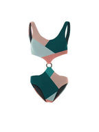 Contrast Color One-piece Swimwear
