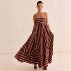 Striped Printed High-Waist Maxi Dress