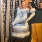 Women's Winter Christmas Dress Off The Shoulder Tube Top