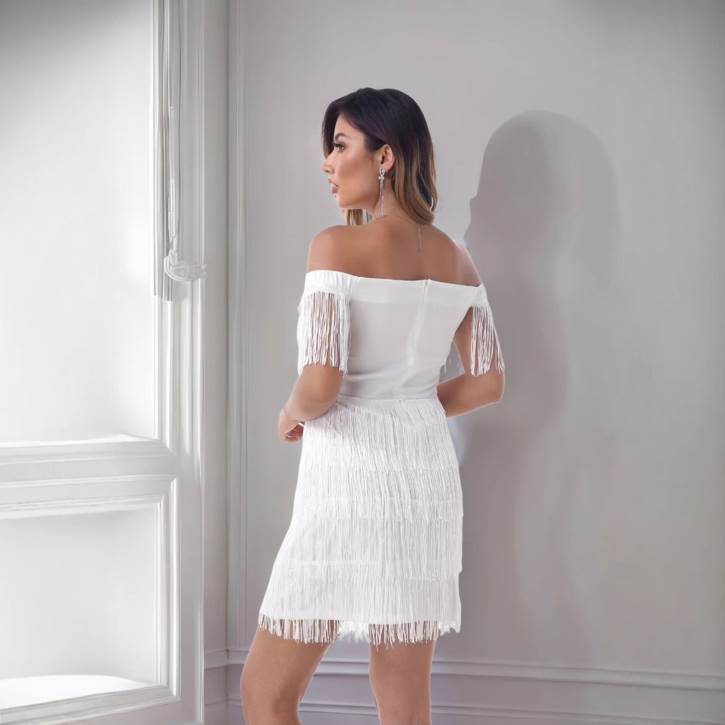 Tight Dress Off-Shoulder Tassel Tight
