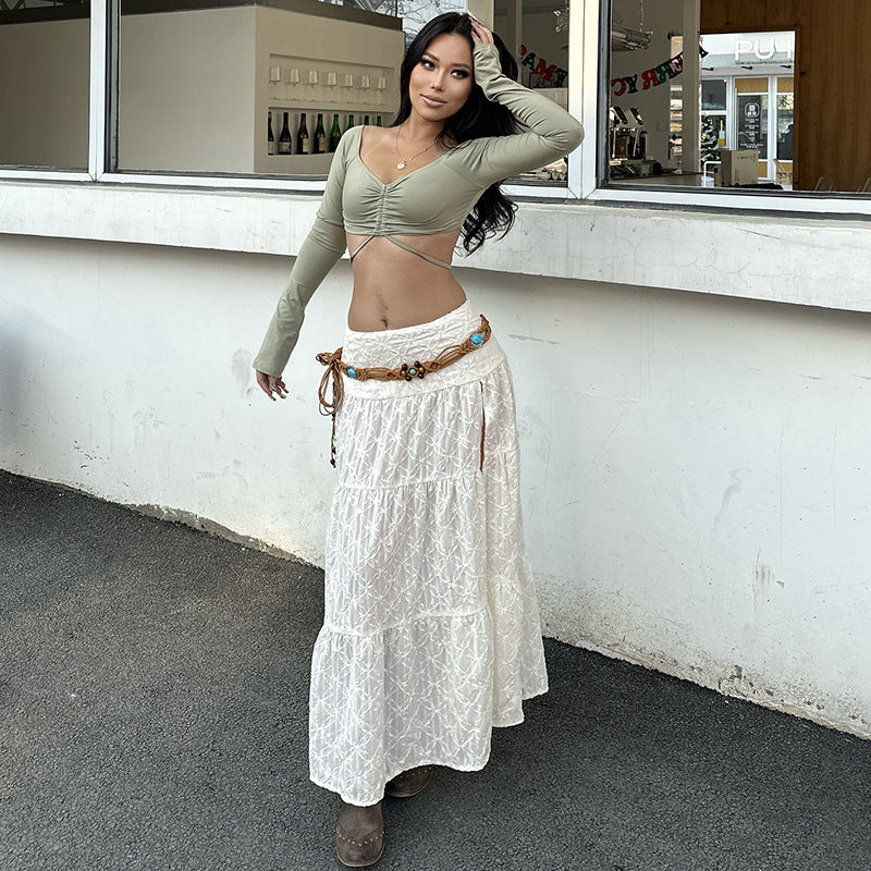 Lace-Trim Split Maxi Dress