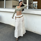 Lace-Trim Split Maxi Dress