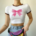 Women’s Bow Graphic Cropped T Shirt