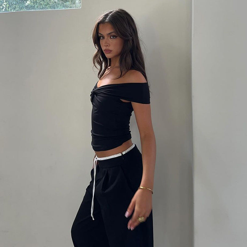 Women's Twisted Off-Shoulder Crop Top