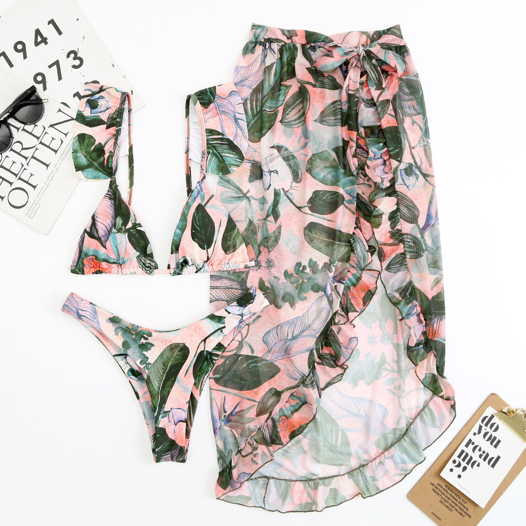Printed Split One-piece Swimwear
