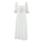 Square-Neck Puff-Sleeve A-Line Dress