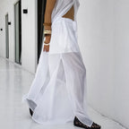 Summer White Tencel Sleeveless Halter Long Vest Pants Two Piece Set Casual Set