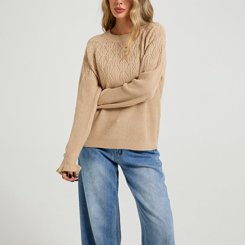 Autumn Winter Women Clothing All Match round Neck Sweater