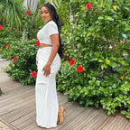 Women's Tight Shirred Short Sleeve Coordinated Two-Piece Set