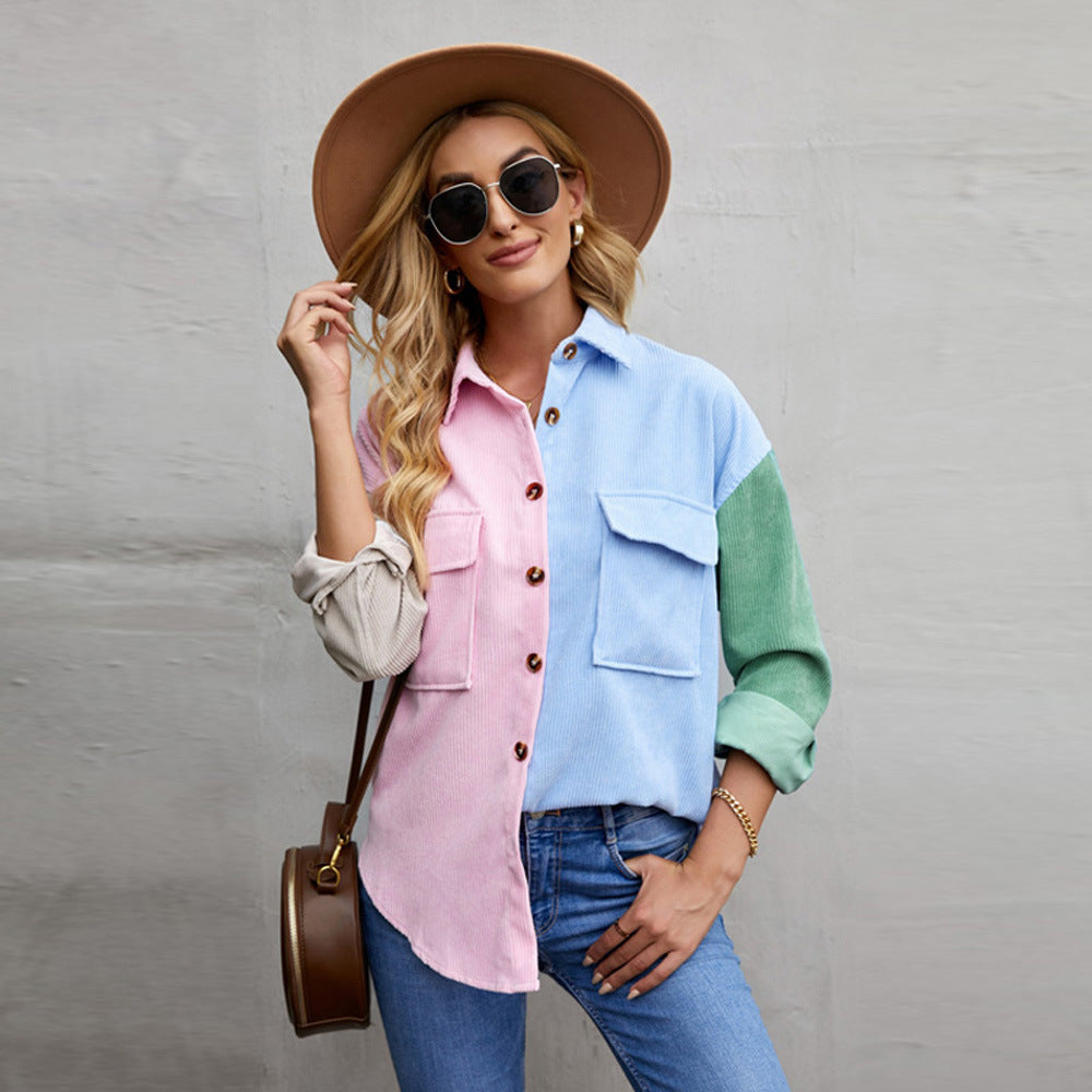 Women's Color-Block Polo Shirt – Relaxed Short Sleeve