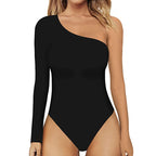 One Shoulder Long Sleeve Slim Jumpsuit