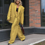 Long-Sleeve Coat & Wide-Leg Pants Set